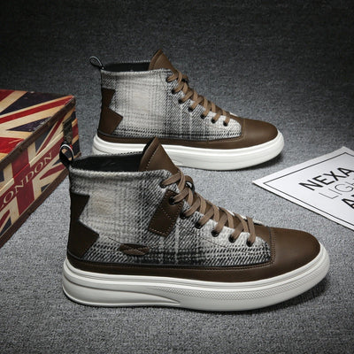 Chequered high-top trainers for men