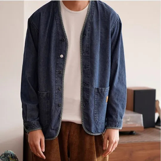 Men's V-neck denim jacket - Milo