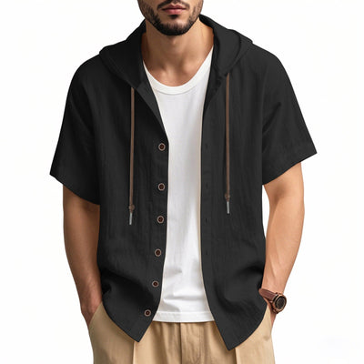 Men's casual relaxed style cotton hooded shirt - Elias