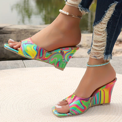 Abstract Leather Wedge - Mitzi