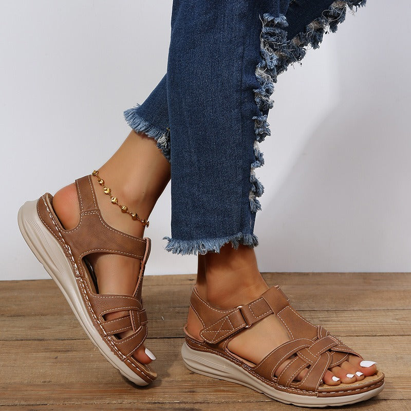 Women's wedge sandals casual crossover design - Eliane