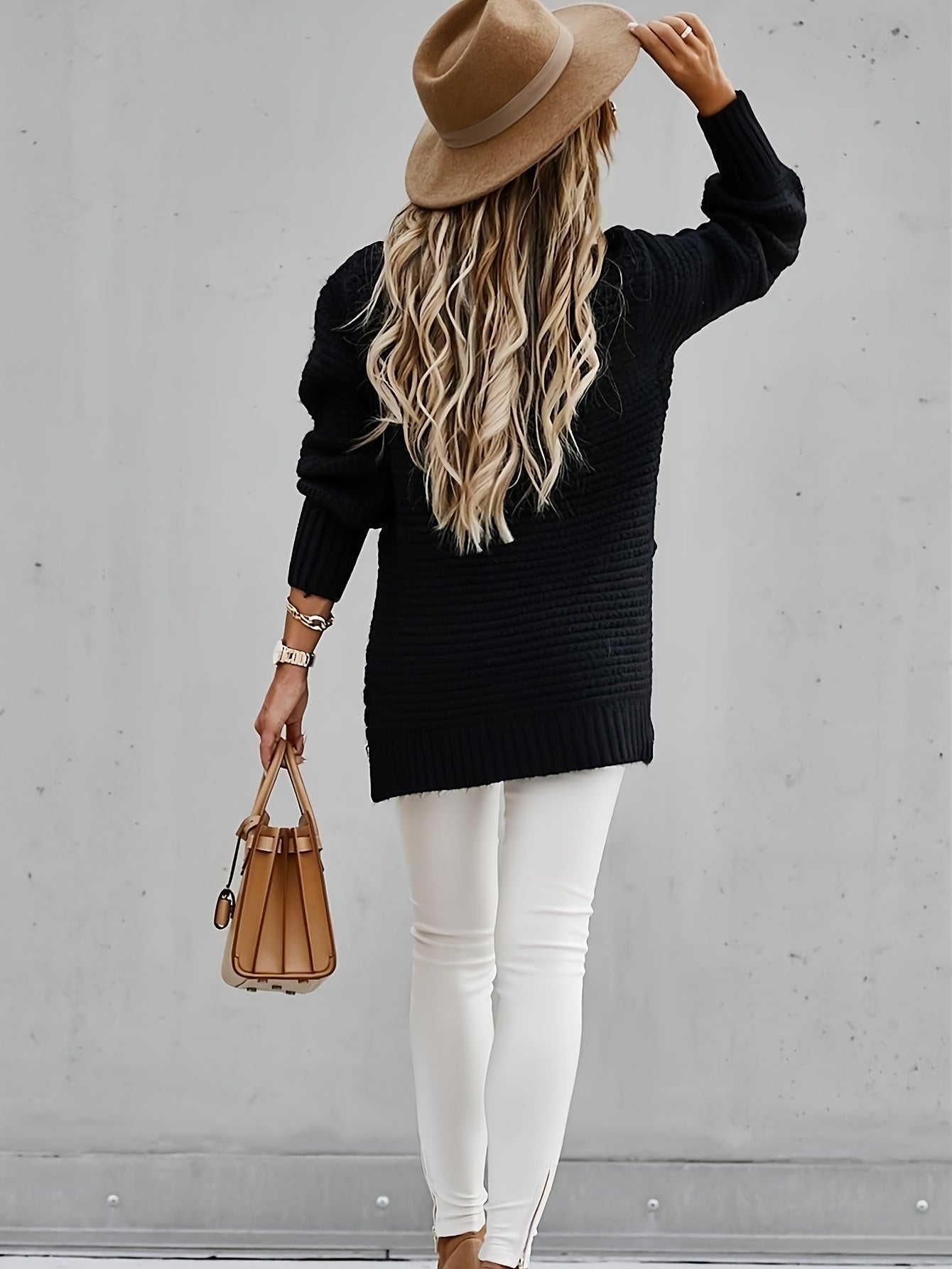 Women's Ribbed Knit Oversized Sweater - Eliane