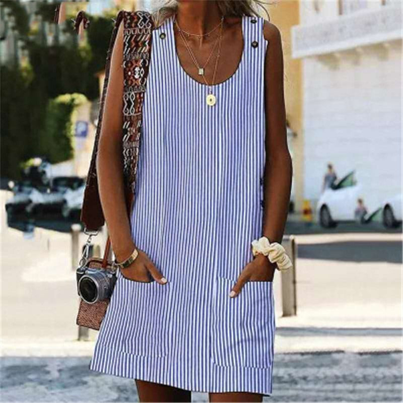 Women's short dress with striped straps casual style - Liora
