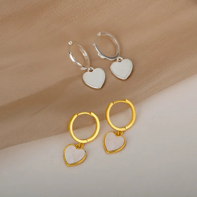 Women's Earrings Gold Plated Earrings Pearly Heart - Elsa