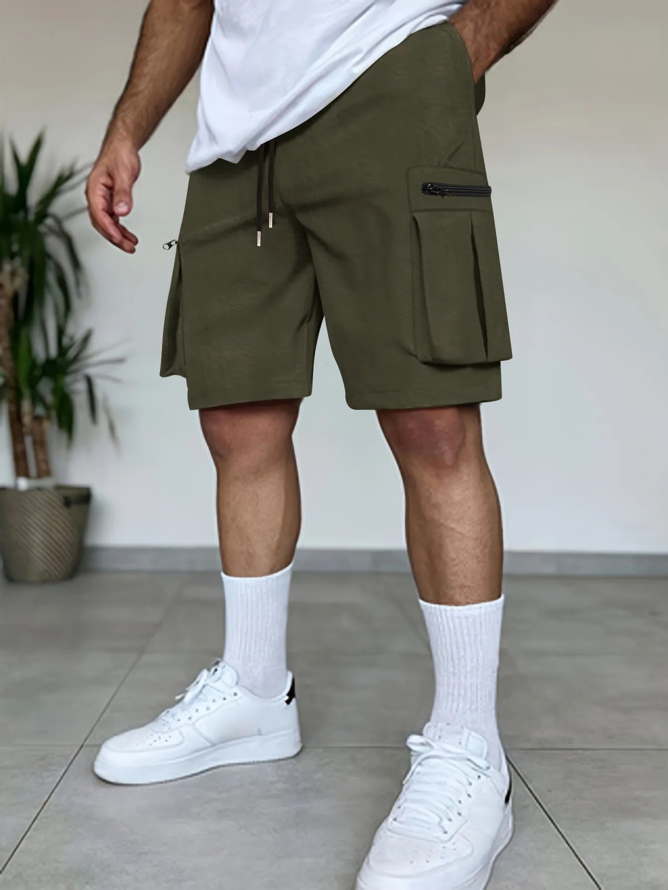 Men's cargo shorts utility pockets terracotta colour - Dakar