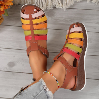 Multicoloured casual women's sandals with crossed straps and comfortable sole - Nayeli