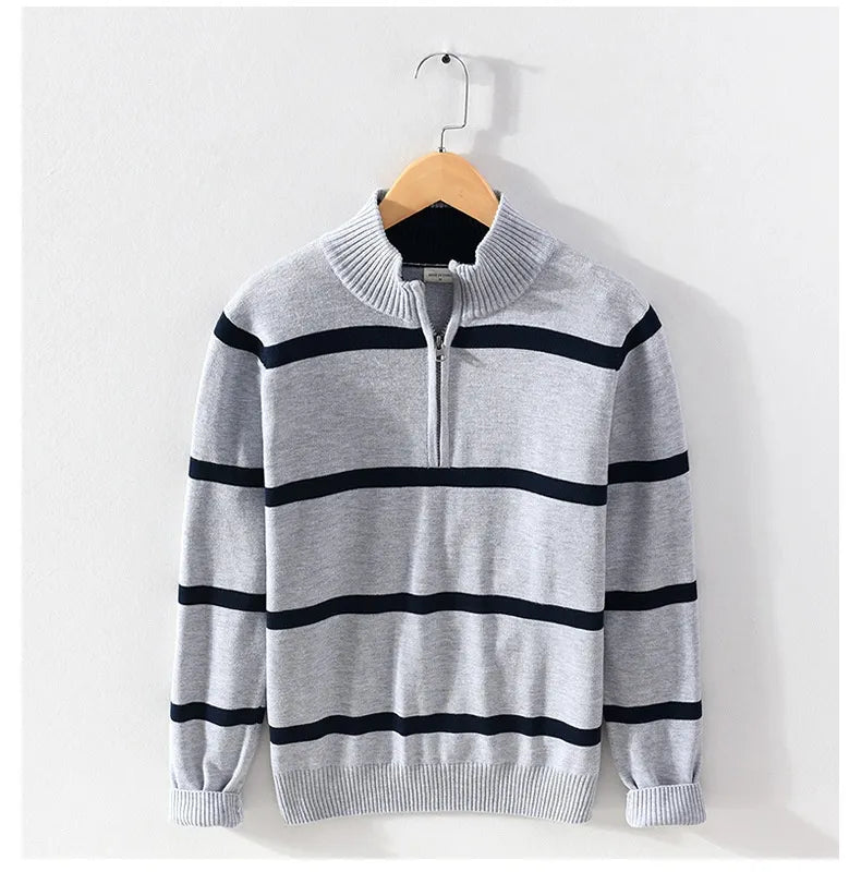 Luc - Pullover for men with turtleneck, casual with half zip