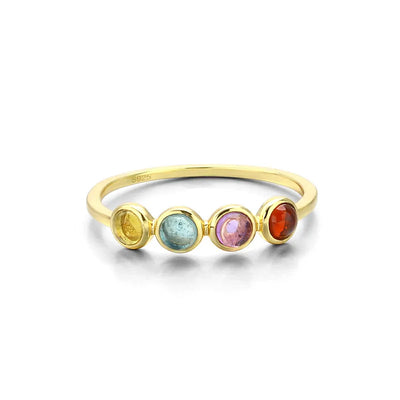 Women's Gold-Plated Natural Gemstone Ring Minimalist Design - Elina