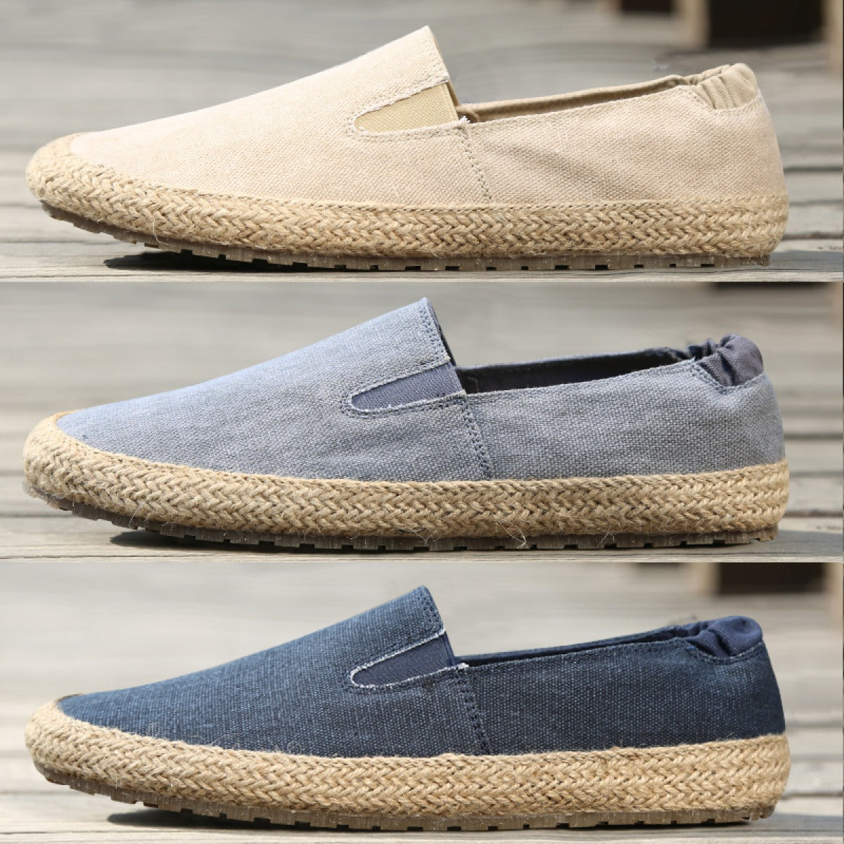 Men's breathable canvas espadrilles with natural jute sole - Olver