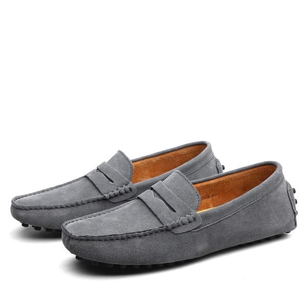 Men's genuine suede loafers casual style blue - Larkstone