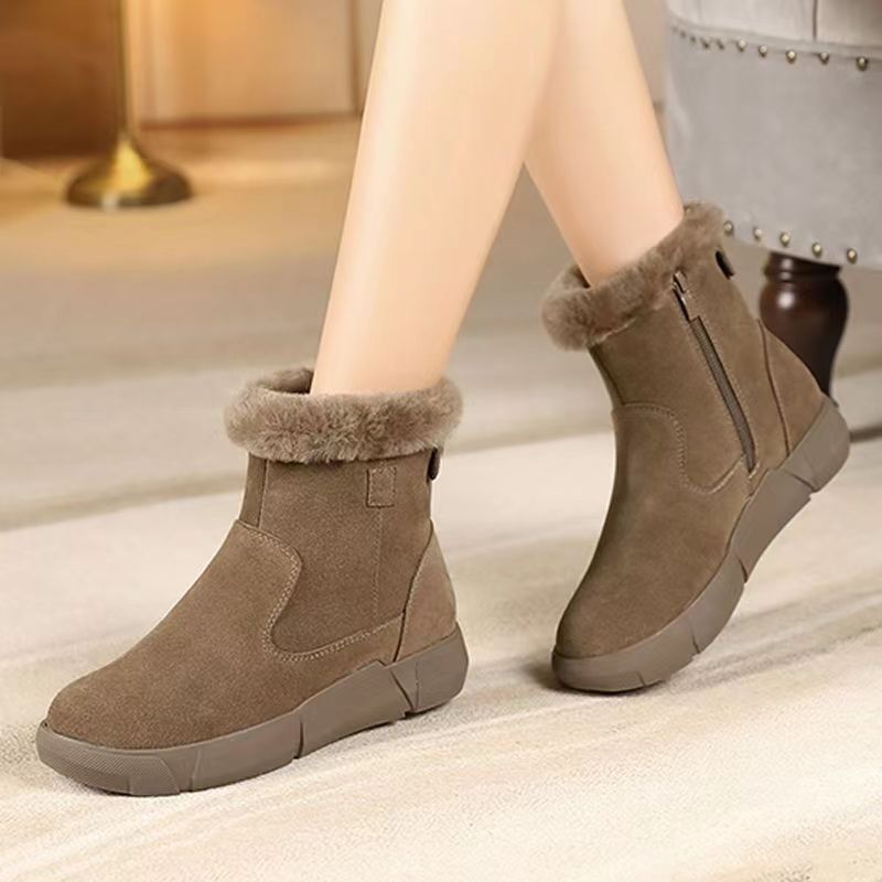 Alo - Ankle boots for women with flat heel and warm fleece lining