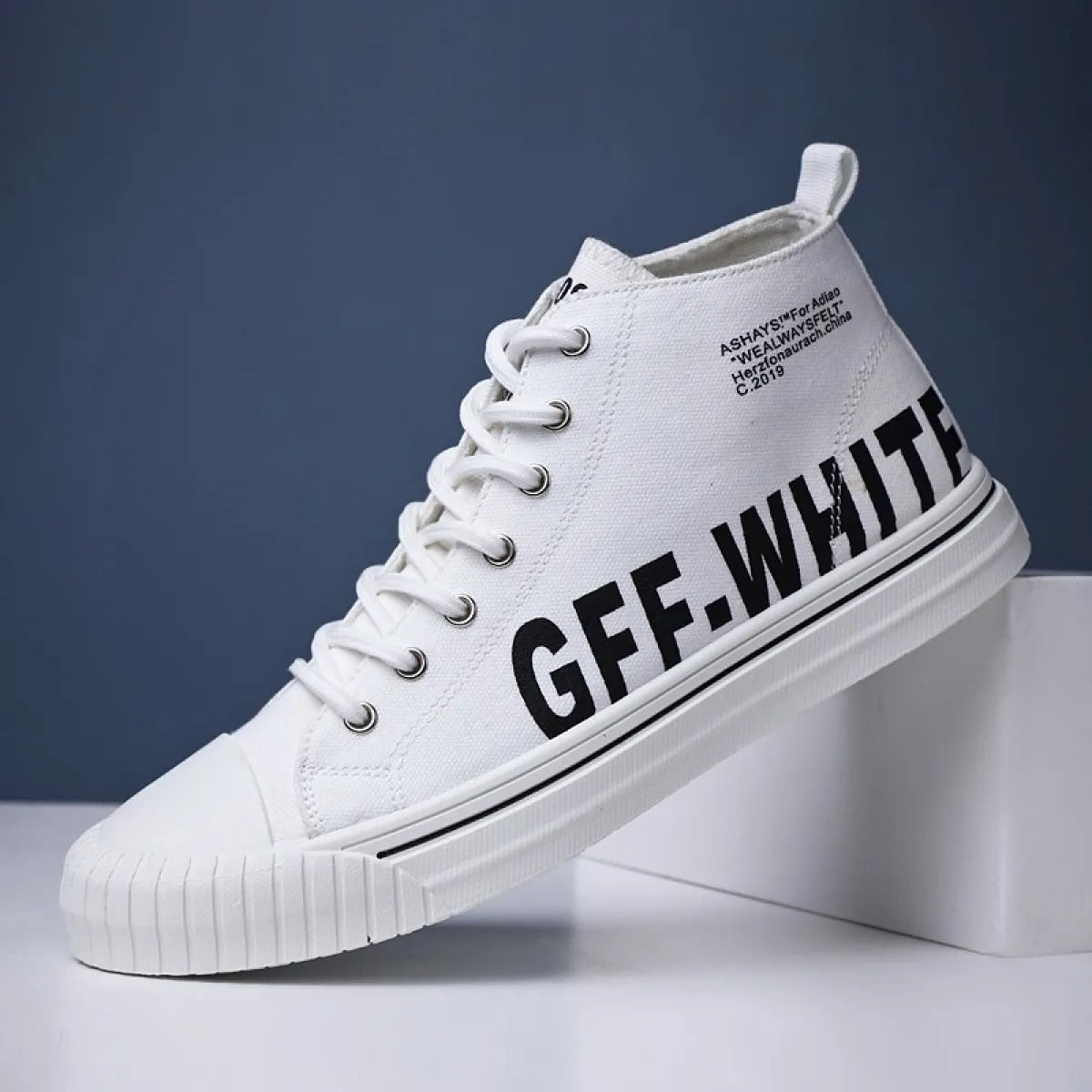 Men's canvas high top trainers urban print casual style - Damián