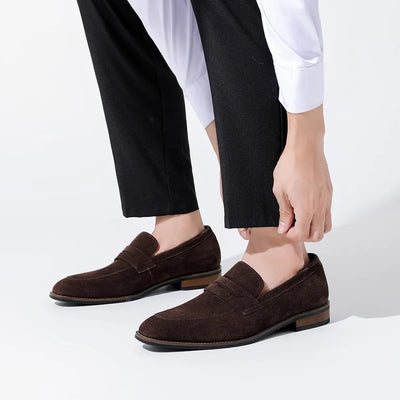 Men's brown suede leather classic loafers - Lancaster