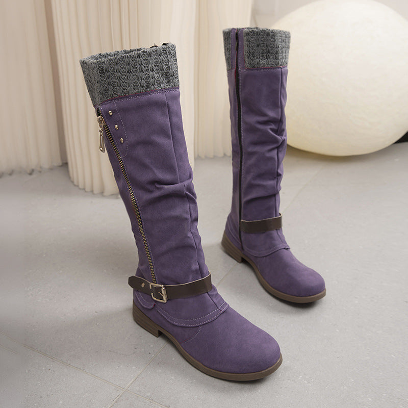 Long boots with zipper and wool detail - Mireille