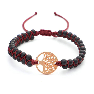 Yoga bracelet woven with tree of life charm