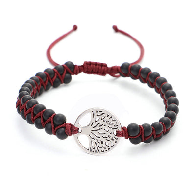 Yoga bracelet woven with tree of life charm