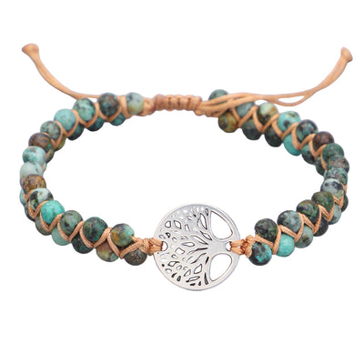 Yoga bracelet woven with tree of life charm