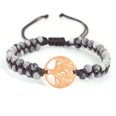 Yoga bracelet woven with tree of life charm