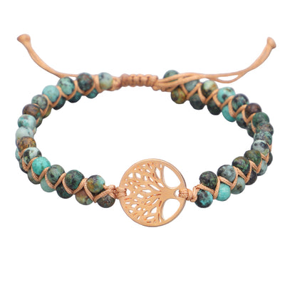 Yoga bracelet woven with tree of life charm