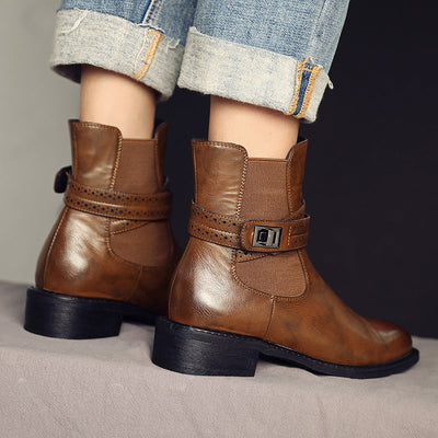 Chunky heel ankle boots with buckle - Elina