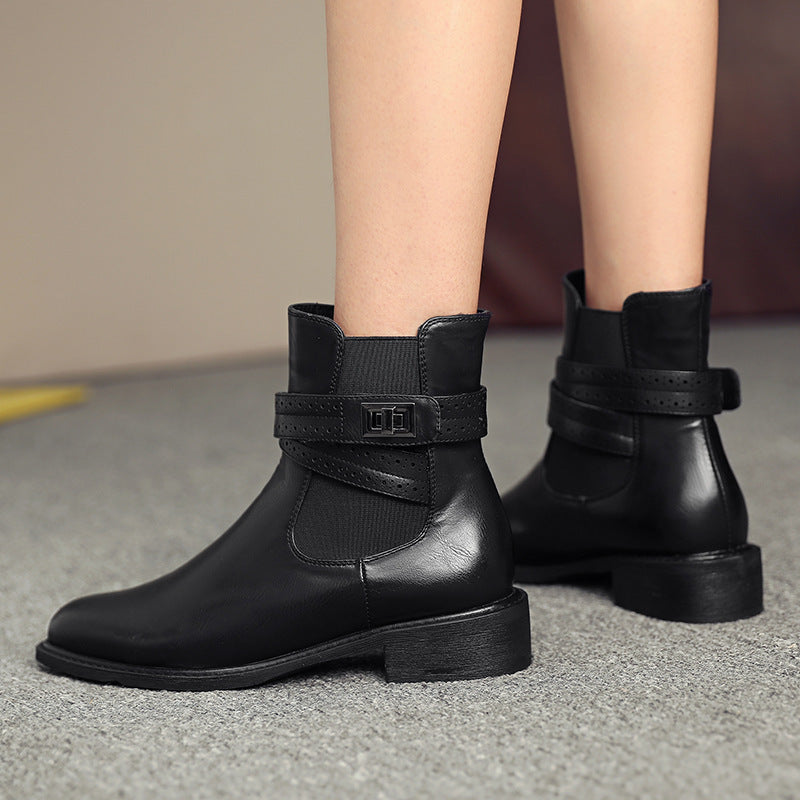 Chunky heel ankle boots with buckle - Elina