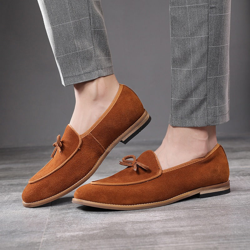Men's moccasins decorative bow suede leather - Dorian