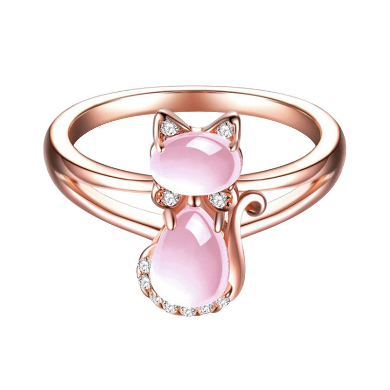 Woman Crystal Cat Ring - Liora