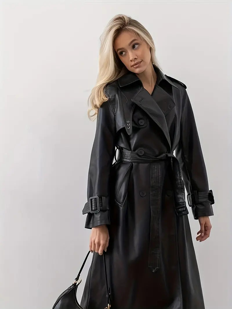 Leather trench coat with belt - Hayle