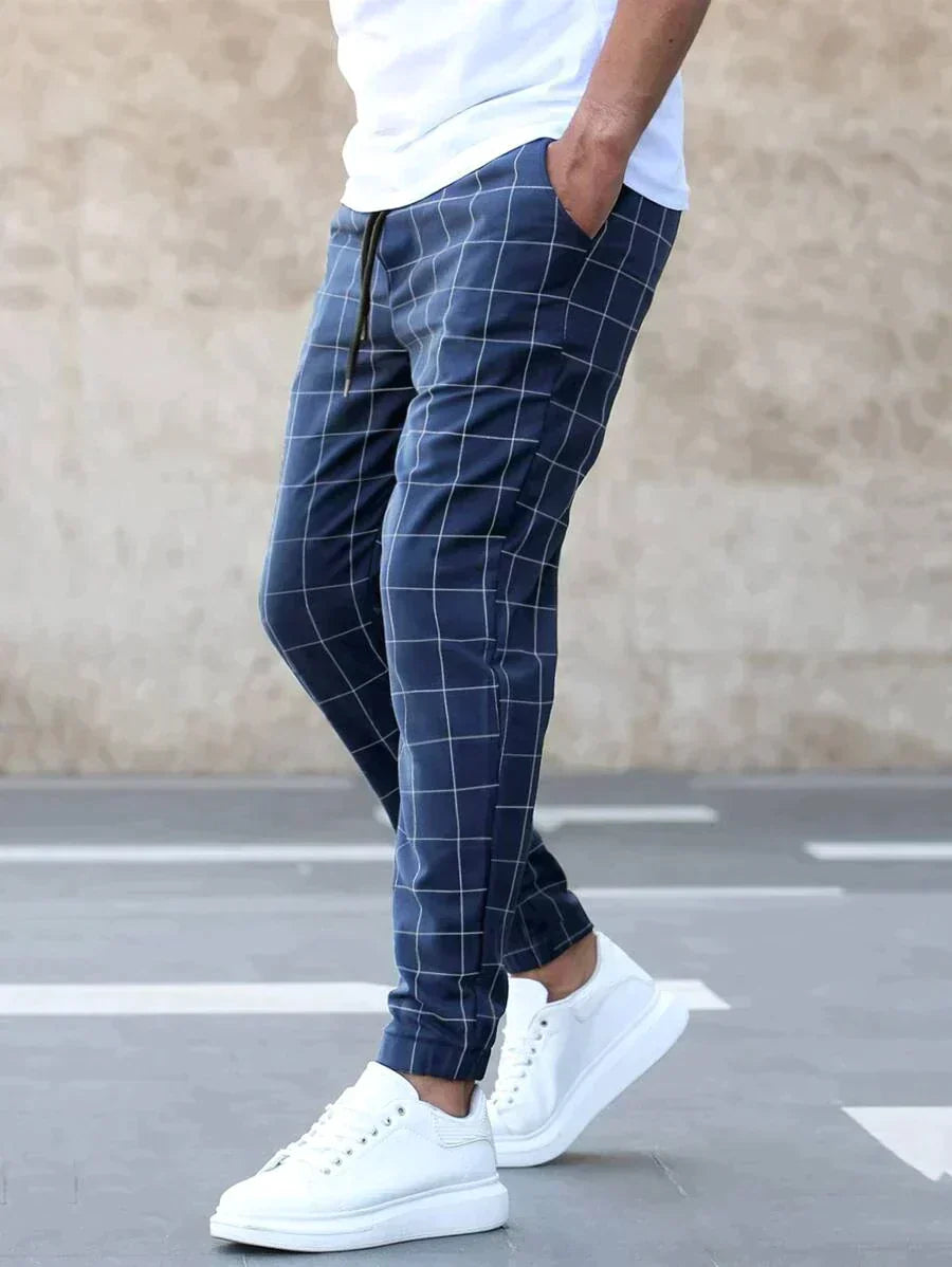 Matteos - Elegant trousers with grid pattern