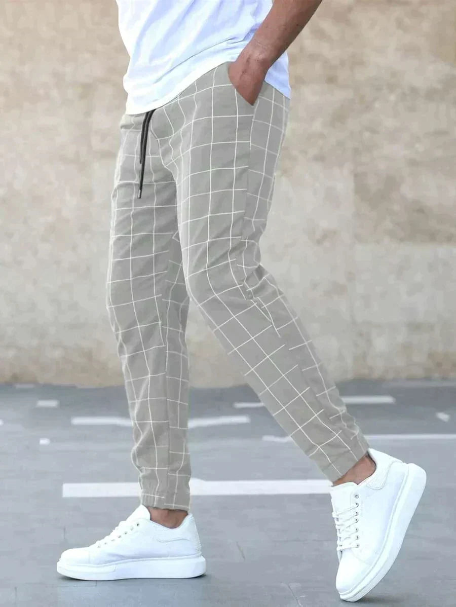 Matteos - Elegant trousers with grid pattern