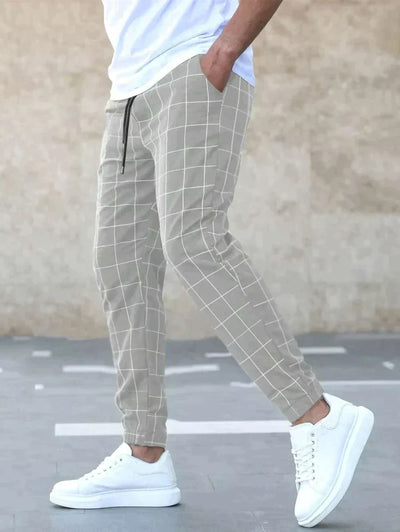 Matteos - Elegant trousers with grid pattern