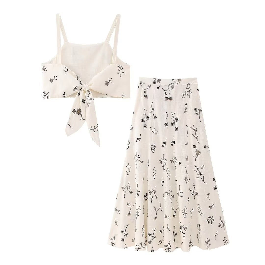 2 piece cream floral print set - Liora