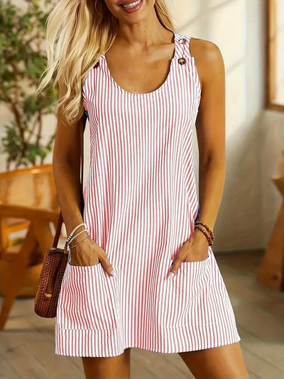 Women's short dress with striped straps casual style - Liora