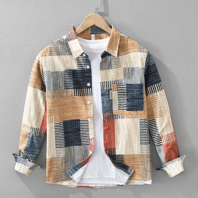 Men's shirt cotton patchwork print casual style - Hector