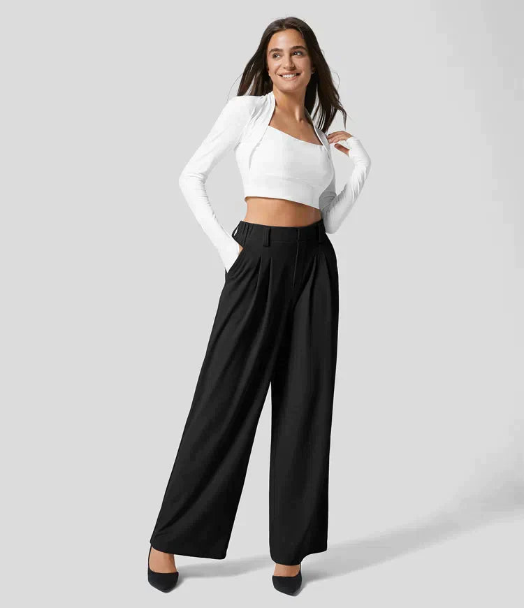 Women's Wide-Leg Tailored Trousers - High Waist - Lorene
