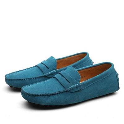 Men's genuine suede loafers casual style blue - Larkstone
