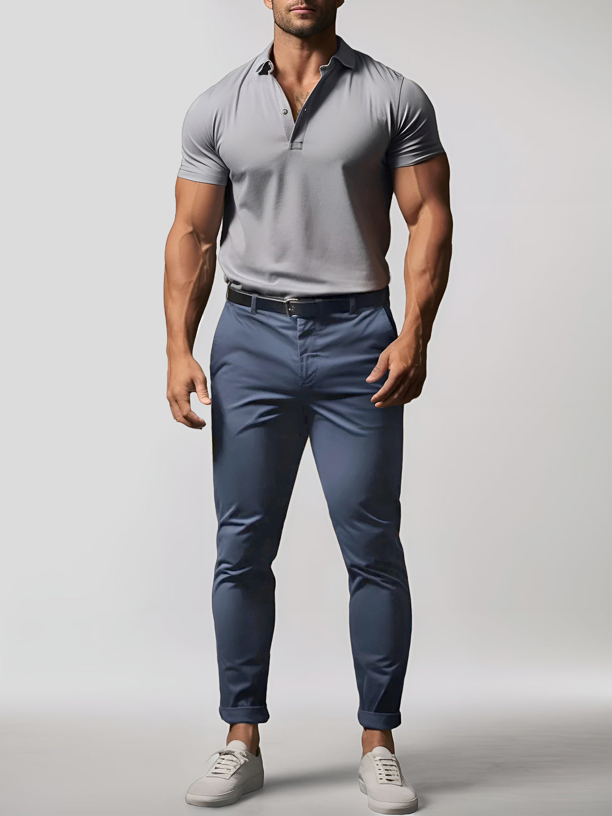 High-quality, stretchy men's chinos made from easy-care cotton-blend fabric
