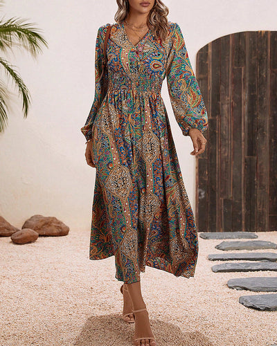 Gina - Elegant dress with colourful paisley pattern