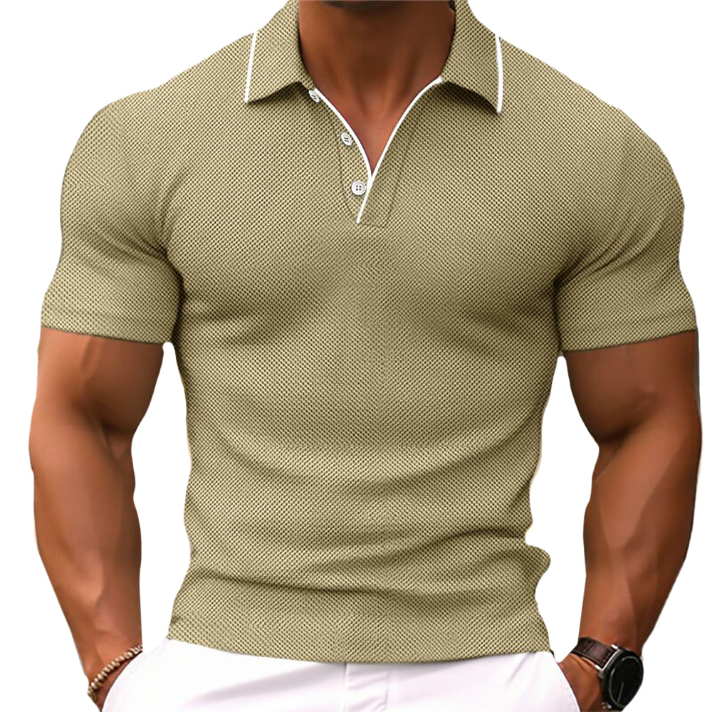 Slim fit men's polo shirt with button placket
