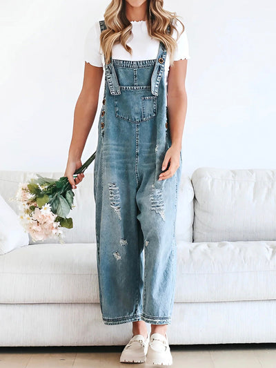 Loose fit, used-look denim jumpsuit - Jenna