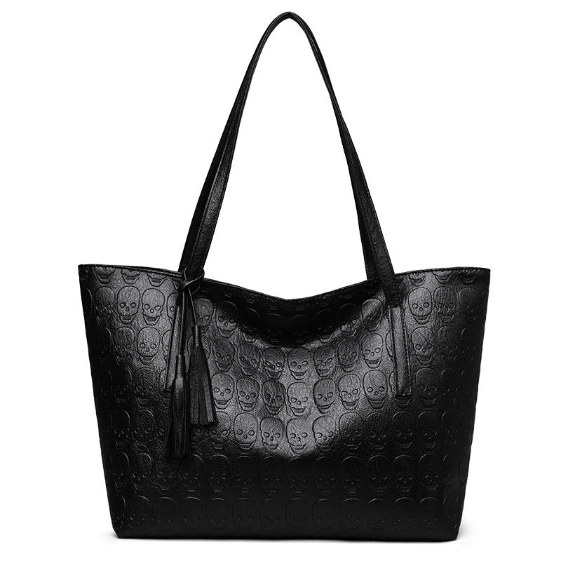 Handbag for women with skull print and large capacity