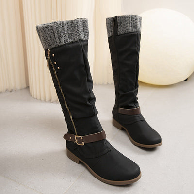 Long boots with zipper and wool detail - Mireille