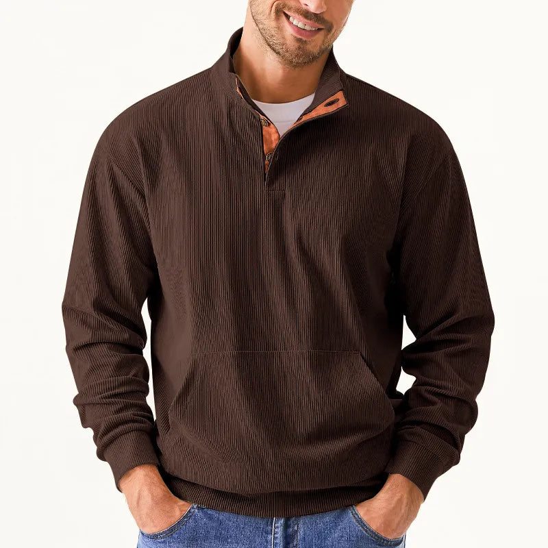 Kaym - Men's sweatshirt with stand-up collar and long sleeves with pockets