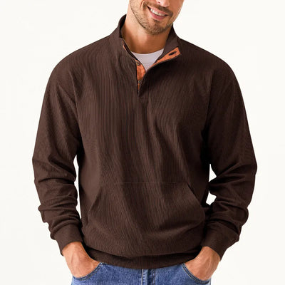 Kaym - Men's sweatshirt with stand-up collar and long sleeves with pockets