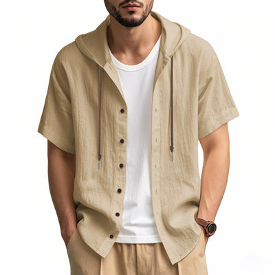 Men's casual relaxed style cotton hooded shirt - Elias