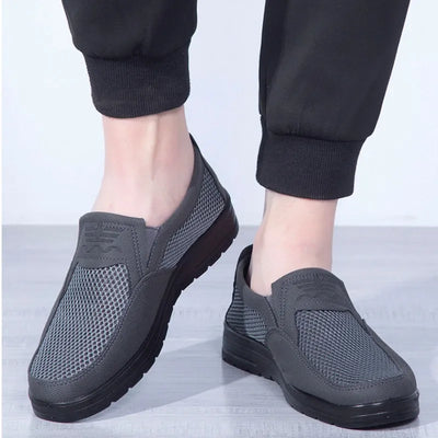 Breathable men's leather loafers