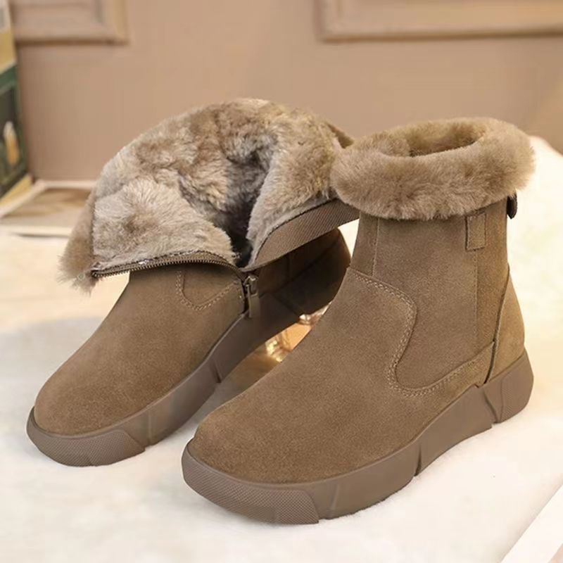 Alo - Ankle boots for women with flat heel and warm fleece lining