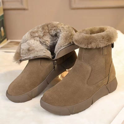 Alo - Ankle boots for women with flat heel and warm fleece lining