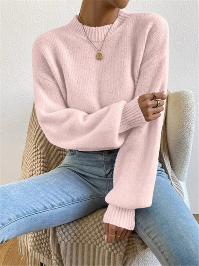 Women's Knit Sweater - Crew Neck Long Sleeve Pullover - Elodie