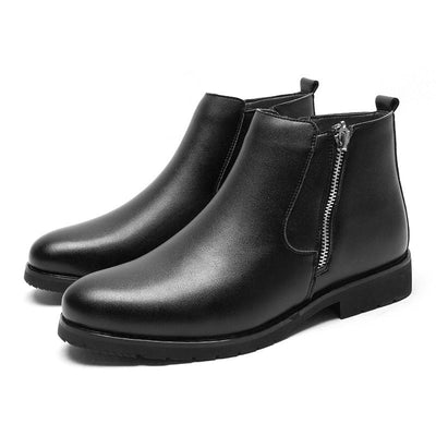 Men's ankle boots leather side zipper - Adrian